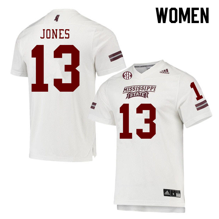Women #13 Ray'Darious Jones Mississippi State Bulldogs College Football Jerseys Stitched Sale-White
